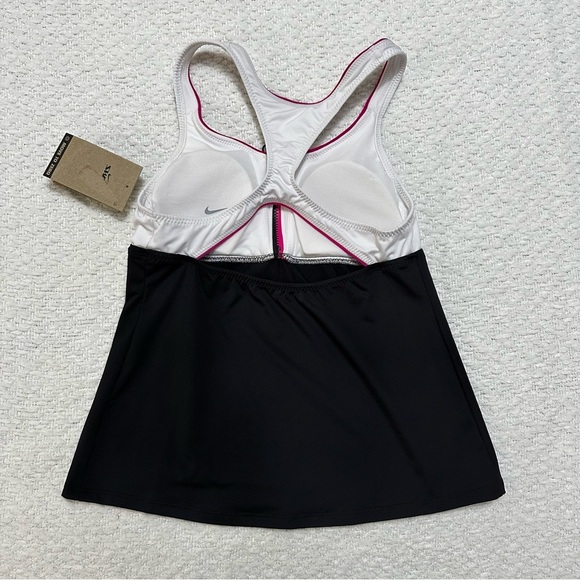 NWT Nike Tankini Swim Top Pink Black White With Zipper Women Sz S - Picture 7 of 7